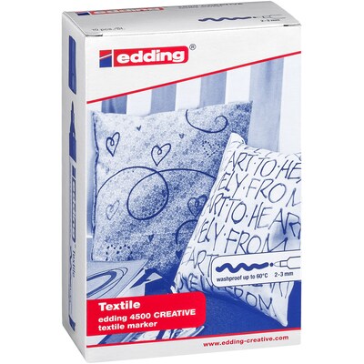 edding 4500 Series Water Based Textile Marker, Fine Bullet Tip, Assorted Basic Colors, 10/Pack (EDD44500999)