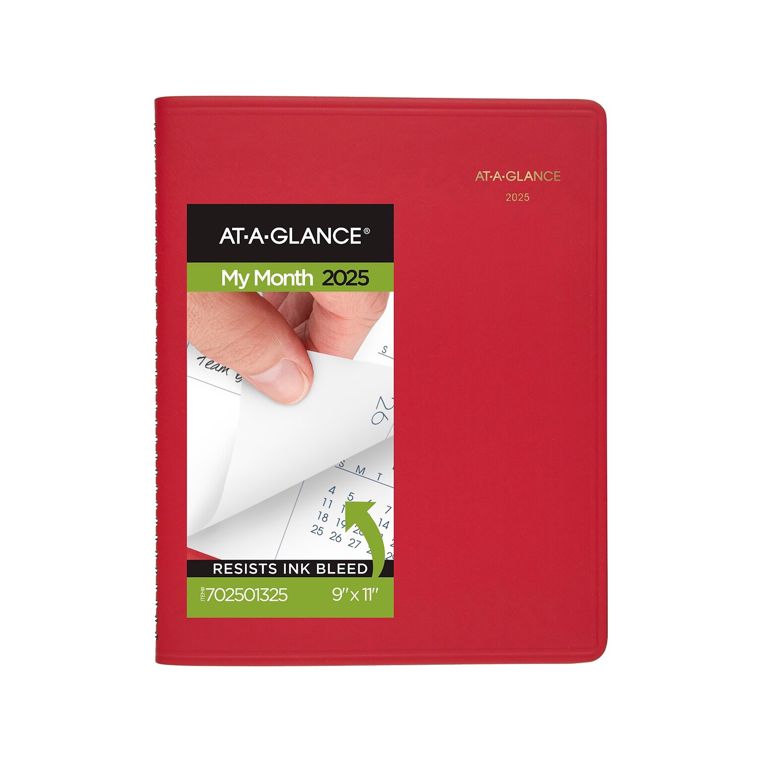 2025 AT-A-GLANCE 9 x 11 Monthly Planner, Faux Leather Cover, Red (70-250-13-25)