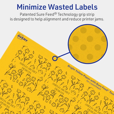 Avery Square Laser/Inkjet Multipurpose Labels, 2-1/8" x 2-1/8", Bright Yellow (960/Box)