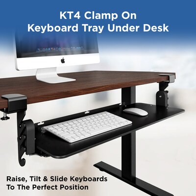 Uncaged Ergonomics KT4 Adjustable Clamp On Keyboard Tray, Black (KT4-B)