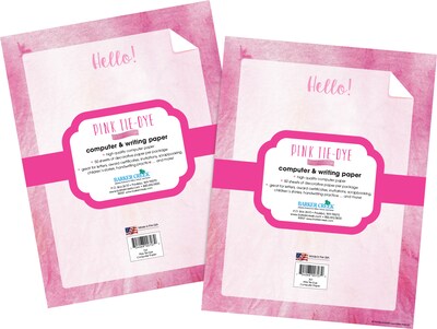Barker Creek Tie-Dye & Ombré Computer Paper, 8.5 x 11, 60 lbs., Pink, 100 Sheets/Pack (4340)