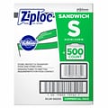 Ziploc Double Zipper Sandwich Bags, 500 Bags/Carton (682255)
