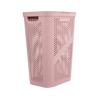 Mind Reader Perforated Plastic Hamper with Lid, Pink (HBIN60-PNK)