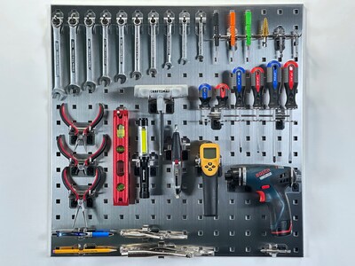 Triton Products LocBoard 24" x 24" x 9/16" Stainless Steel Square Hole Pegboards, 2/Set (LB1-S)