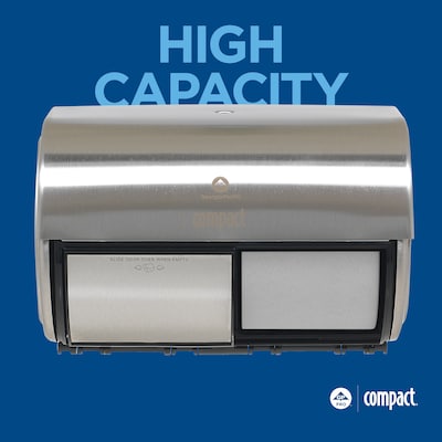 Compact 2-Roll Side-by-Side Coreless Toilet Paper Dispenser by GP PRO, Stainless (56798)