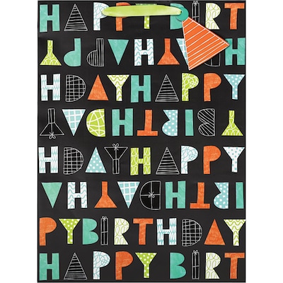 Party City Patterned Letter Birthday Large Gift Bag, Multicolored (AM170615-NS)