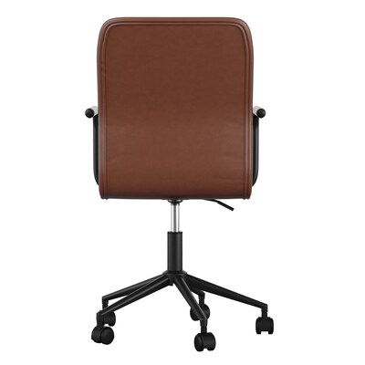 Martha Stewart Taytum Faux Leather Swivel Office Chair, Saddle Brown/Oil Rubbed Bronze (CH142370BRBK)