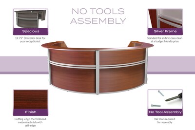 Regency Marque 142"W Curved Reception Desk Workstation, Cherry (77294CH)