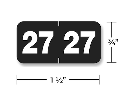 Medical Arts Press 2027 Year Label, 3/4 x 1-1/2, Black, 500/Roll