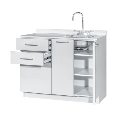 Viva Comfort 36.75"H x 42"W Exam Room Medical Cabinet With Sink, 2-Doors, 3-Drawers, Gray (ADIME902-BASE-42-RS-GRY-MK)