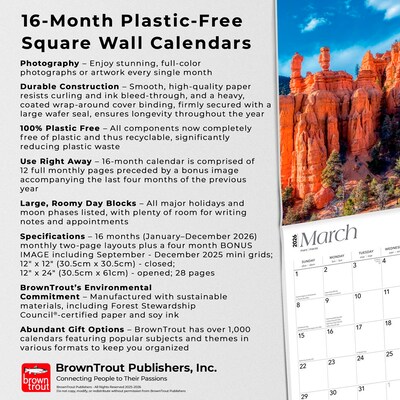 2026 BrownTrout Utah Wild & Scenic 12" x 12" Monthly Wall Calendar (9798330706082)