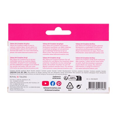 Talens Art Creation Pastel Acrylic Paint, Assorted Colors, 12mL, 6/Set, 3/Bundle (TLN9021862M-3)