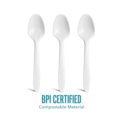 Perk™ Compostable PLA Spoon, Medium-Weight, White, 1800/Carton (PK56203CT)