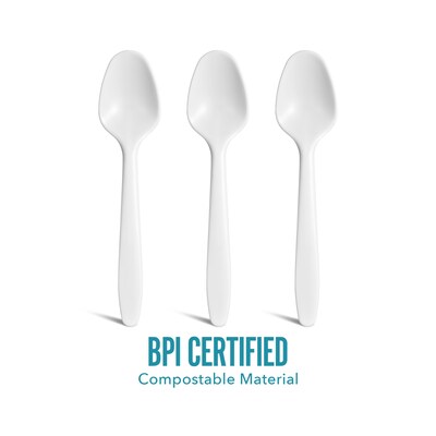 Perk™ Eco Compostable PLA Spoon, Medium-Weight, White, 1800/Carton (PK56203CT)
