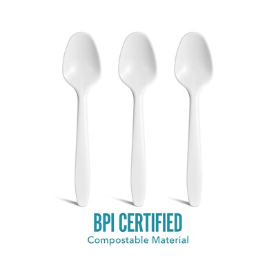 Perk™ Compostable PLA Spoon, Medium-Weight, White, 1800/Carton (PK56203CT)