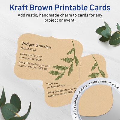 Avery Matte General Use Blank Cards, Kraft Brown, 50/Pack (95350)