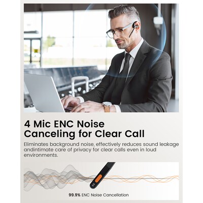 EKSAtelecom S30 Bluetooth Open-Ear Air-Conduction Headset with Microphone, True Wireless with Charging Case, Black (T-QM01-01)