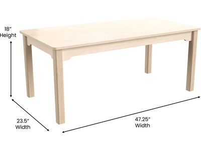Flash Furniture Bright Beginnings Hercules Rectangular Table, 47.25" x 23.5", Beech (MK-ME088011-GG)