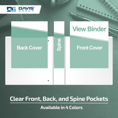 Davis Group, 1.5", 8.5" x 11", Round Ring View Binder, Pastel Color, Mint, 6/Pack (7412-14-06)