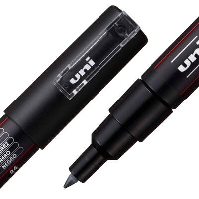 POSCA PC-1M Water Based Paint Marker, Extra Fine Bullet Tip, Black, 3/Pack (UBCPC1MBLACK-3)