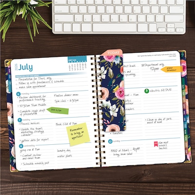 2026-2027 Excello Brands 8.5" x 11" Academic Weekly & Monthly Planner, Paperboard Cover, Navy Floral (FSHN-AY26-8511-84)