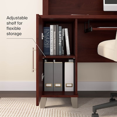 Bush Home Somerset 60" W L Shaped Office Desk with Storage, Hansen Cherry (WC81730K)