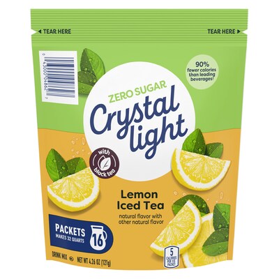 Crystal Light On-The-Go Lemon Iced Tea Powdered Drink Mix, 4.26 oz., 16/Box (220-00553)