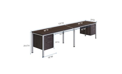 Boss Office Products Simple System 60W Desk with Pedestal, Driftwood, 2/Set (SGSD006-101)