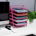 Mind Reader 5-Tier Stackable Paper Desk Tray Organizer, Metal, Pink (5TPAPER-PNK)