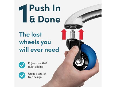 Lifelong Wheels Chair Caster, Blue/Black, 5/Set (B0B8LCV3MH)