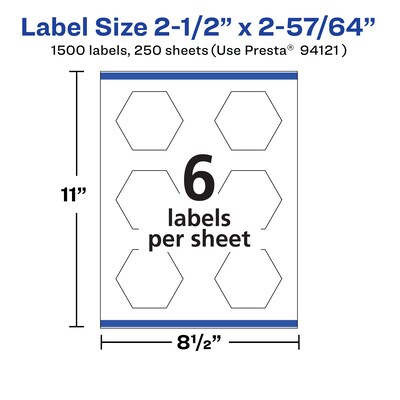 Avery Laser/Inkjet Multipurpose Labels, 2.8906"  x 2.5", Matte White, 1500/Box (94121)