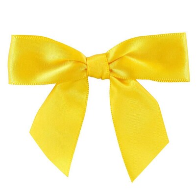 JAM Paper Satin Bows, Yellow, 100/Pack (52640349194)