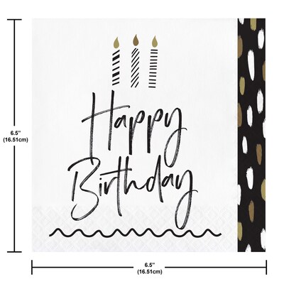Creative Converting Golden Wishes Birthday Plates and Napkins Kit, Black/Gold, Serves 16 (DTC9506E2G)