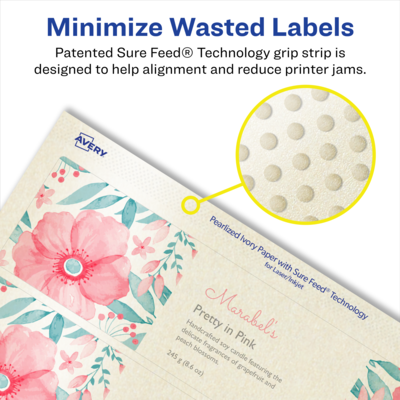 Avery Pearlized Ivory Rectangle Multipurpose Labels, 2.5" x 7", Ivory, 300/Box (94247)
