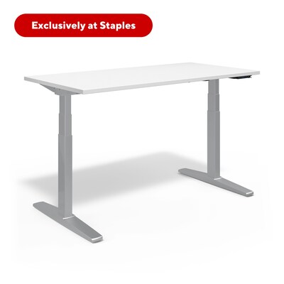 Union & Scale™ 55"W Electric Rectangular Adjustable Standing Desk with Micro Movements, White (UN62092)