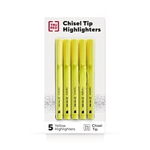 TRU RED™ Pocket Highlighter with Grip, Chisel Tip, Yellow, 5/Pack (TR54578)