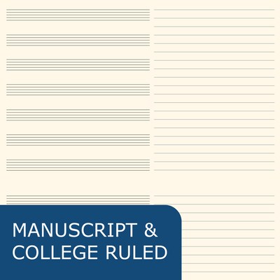 Roaring Spring Paper Products Descant Music Notebook, 8.5" x 11", Stave-/College-Ruled, 32 Sheets, Blue/White, 24/Carton