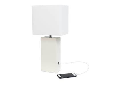 Lalia Home Lexington Table Lamp, White Faux Leather (LHT-3012-WH)