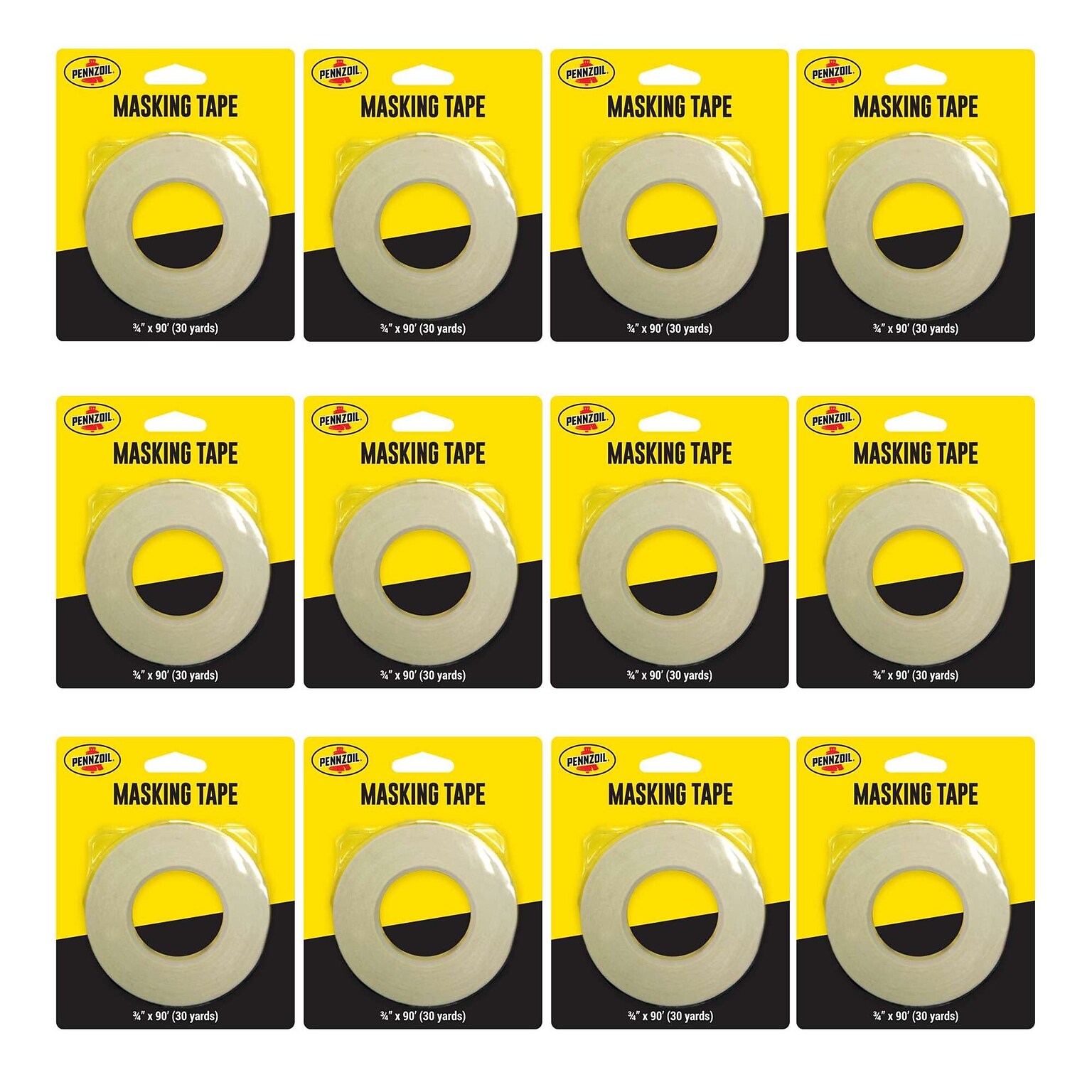 Pennzoil Masking Tape, 0.75 x 90, Manila, 12/Pack, 6 Packs/Carton (14717)
