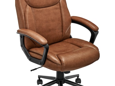 Click365 Transform 1.0 Ergonomic Bonded Leather Swivel Desk Chair, Cognac (CCHR10001A)
