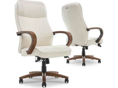 Thomasville Furniture Lockhart Ergonomic Bonded Leather Swivel Executive Chair, Cream (51494-CRM)