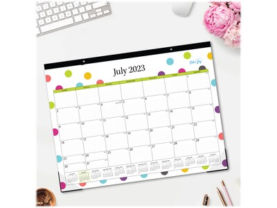 2023-2024 Blue Sky Teacher Dots 22 x 17 Academic Monthly Desk Pad Calendar, Multicolor (105496-A24
