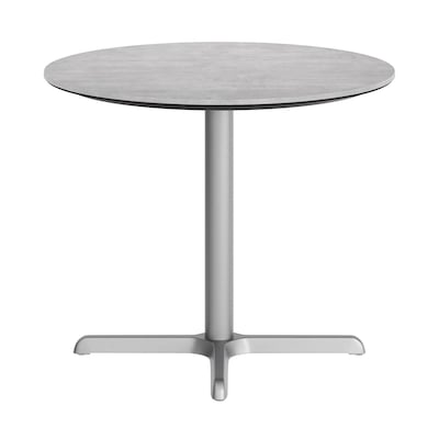Flash Furniture Acadia 36" Round Wooden Dining Table with X-Base, Gray Faux Concrete/Silver Base (STRD36CGT3030S)
