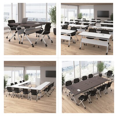 Bush Business Furniture Envision 72W Foldable Training Room Table with 2 Chairs, Storm Gray (NVS002