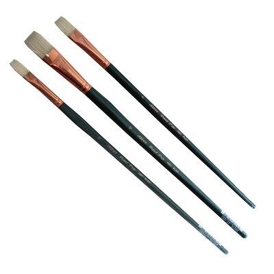Silver Brush Natural Hog Bristle, Flat Brushes, 3/Pack (SLVGP1071)