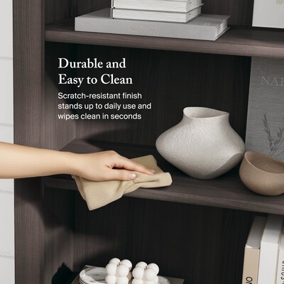 Bush Furniture Somerset 65"H 5-Shelf Bookcase with Adjustable Shelves, Storm Gray Laminate (WC81565)