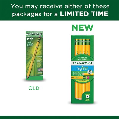 Ticonderoga My First Ticonderoga Pre-Sharpened Wooden Pencil, 0.7mm, #2 Medium Lead, Dozen (X33312X)