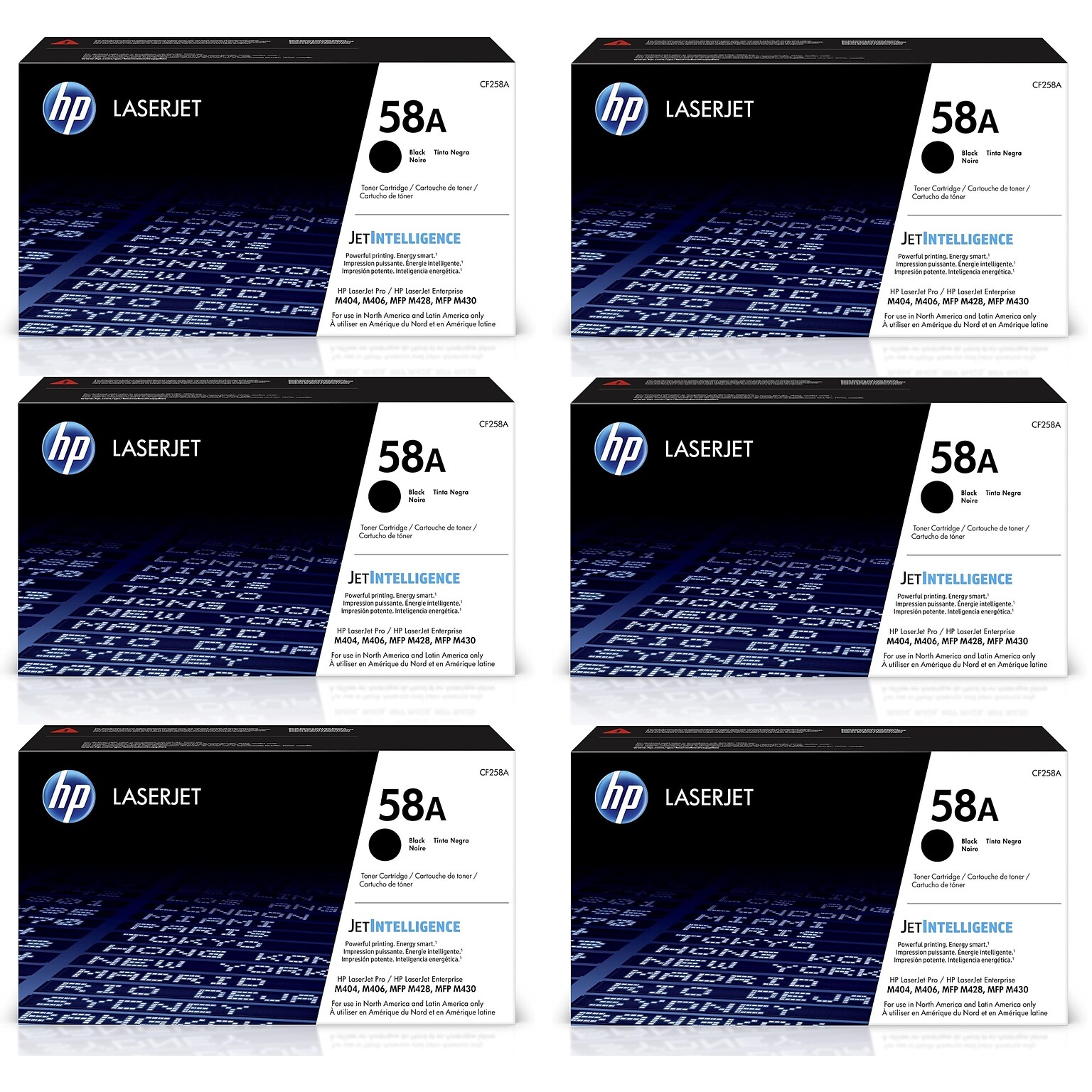 HP 58A Black Standard Yield Toner Cartridge, 6/Pack (CF258A6PK-STP)