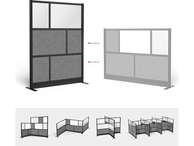 Luxor Expanse Series 6-Panel Freestanding Room Divider System Starter Wall, 70"H x 53"W, Black/Gray (MW-5370-FCGB)