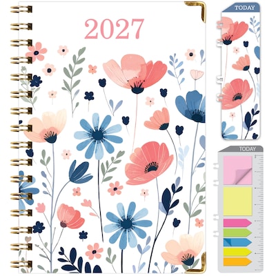 2027 Excello Brands 6 x 8 Weekly & Monthly Standard Planner, Paperboard Cover, Colorful Botanicals (FSHN-CY27-58-30)